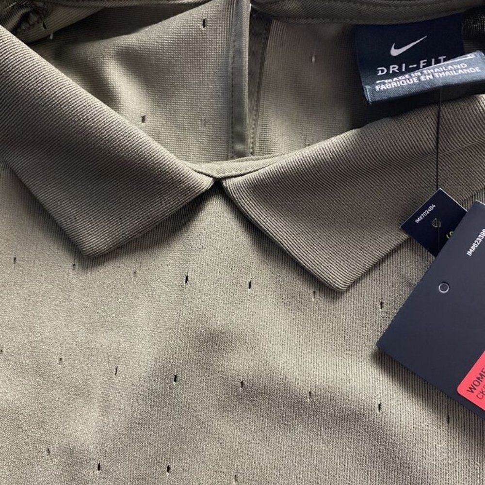 L Nike Dri-Fit Ace Golf Polo Shirt Olive Green CK5846-222 Women’s vent NWT $75 - Picture 8 of 9